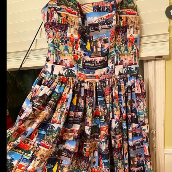 New XL Charles Phoenix Jenny dress  Hawaiian sublimation, pinup girl clothing - Picture 2 of 2